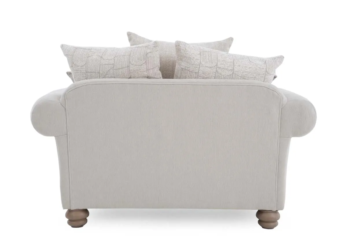 A cream pillowback cuddler from EZ Livings Paloma range.Back view