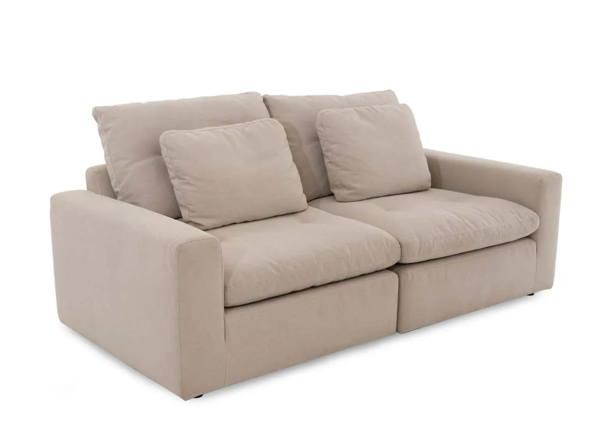 Extra Large 2 Seater Beige Easy Clean Fabric Sofa - Cozy