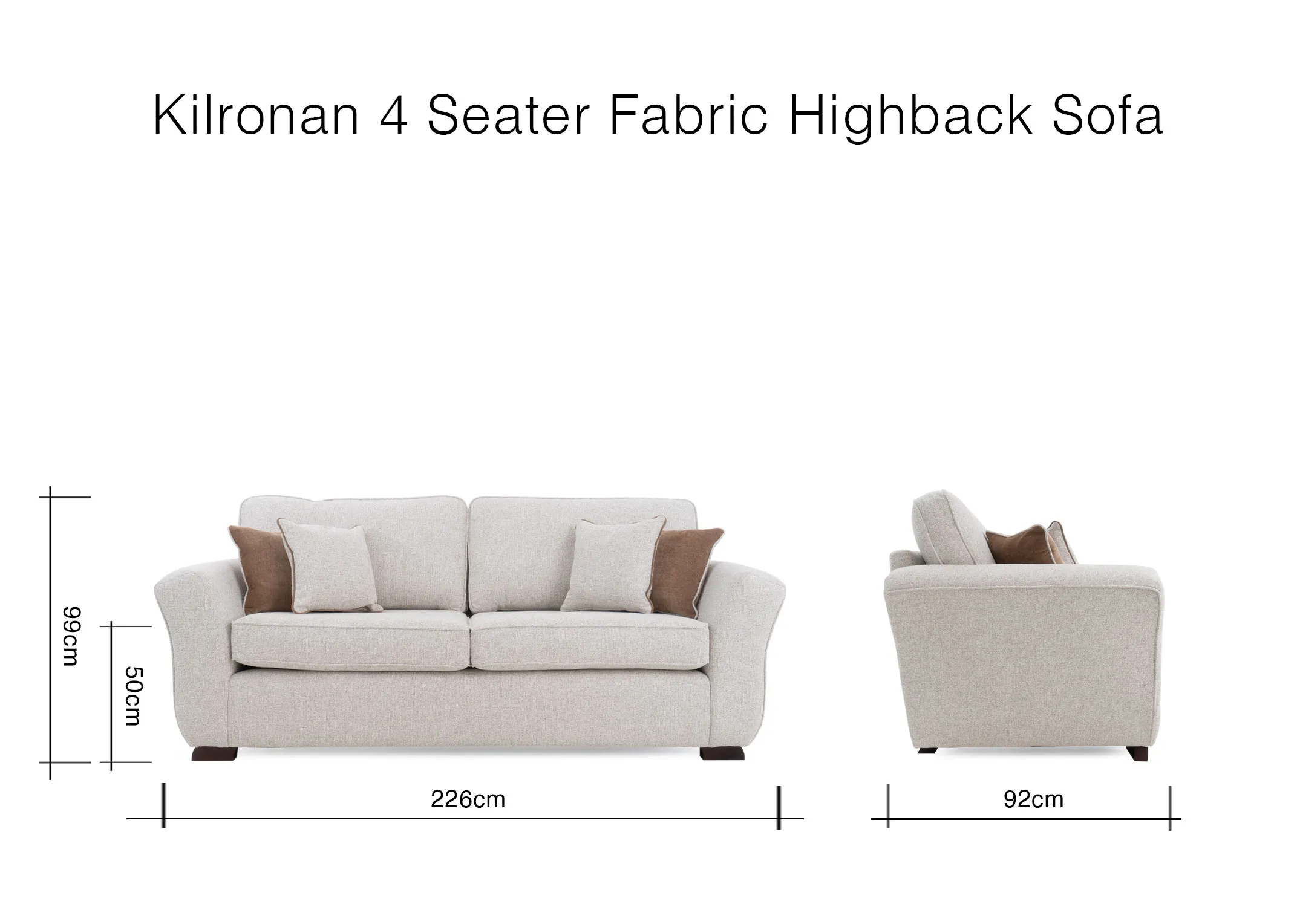A dimension image of the Kilronan 4 Seater with 226cm x 92cm x 99cm