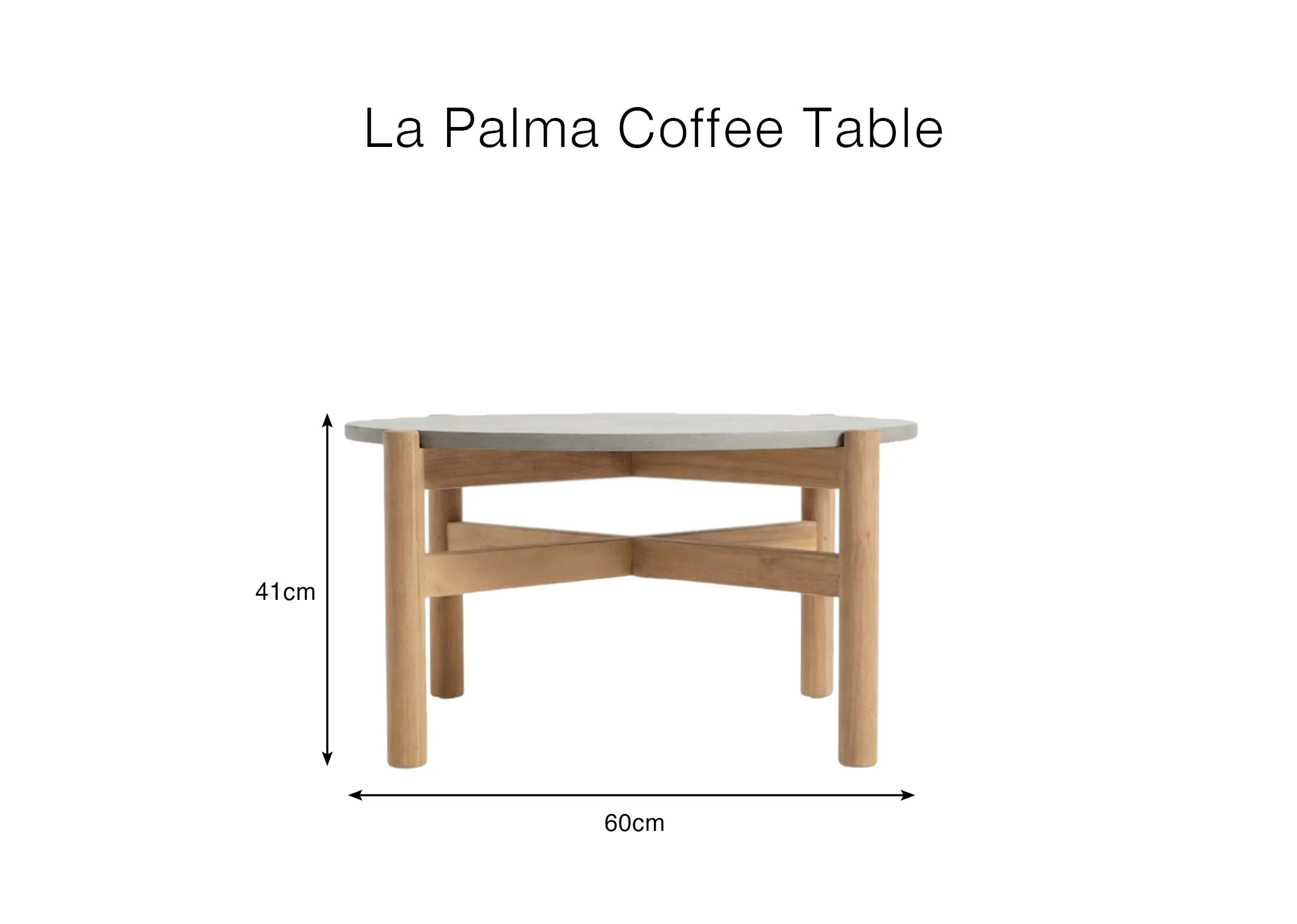 A dimension image of the La Palma Coffee table with 60cm x 41cm