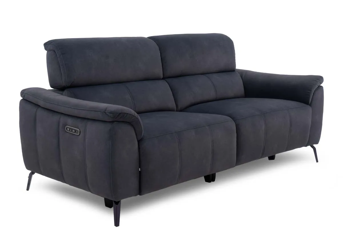 2.5 Seater Grey Fabric Power Reclining Sofa (Bluetooth speaker) - Madison