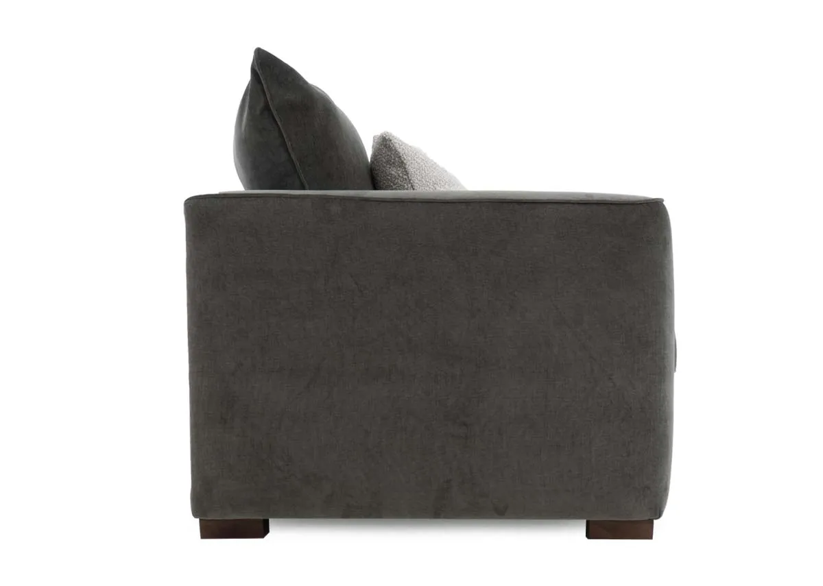 A dimension image of the Lucius Armchair with 105cm x 107cm x 90cm