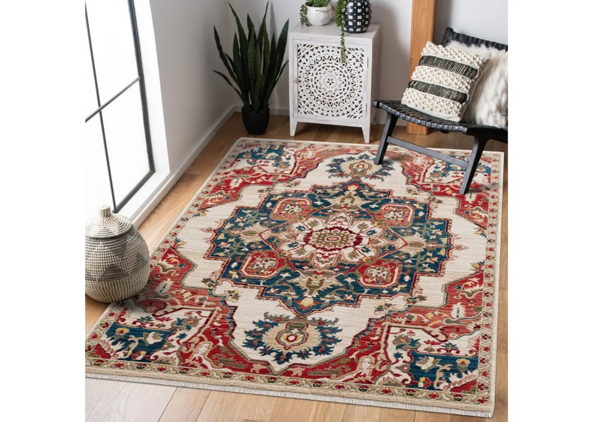 200cm x 290cm Red Print Large Rug - Tabriz
