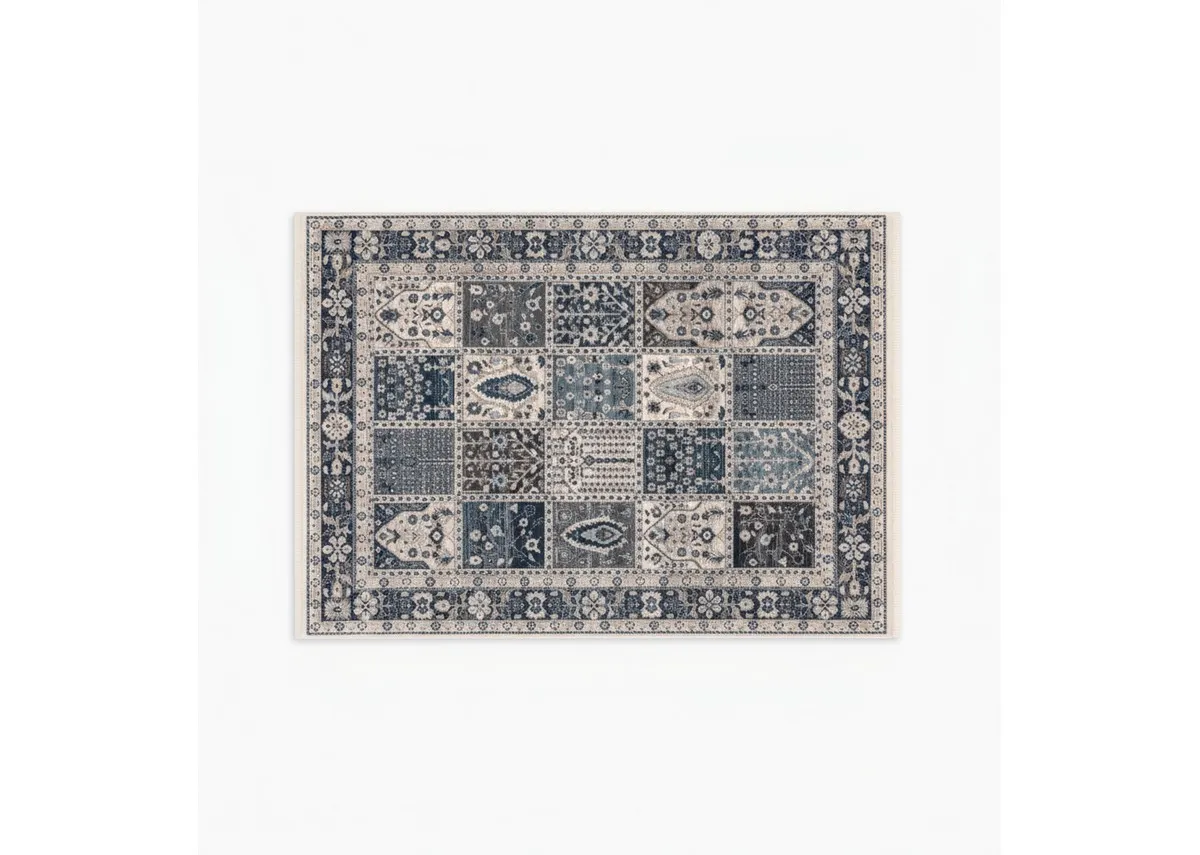 160cm x 220cm Blue Print Medium Rug - Sudbury