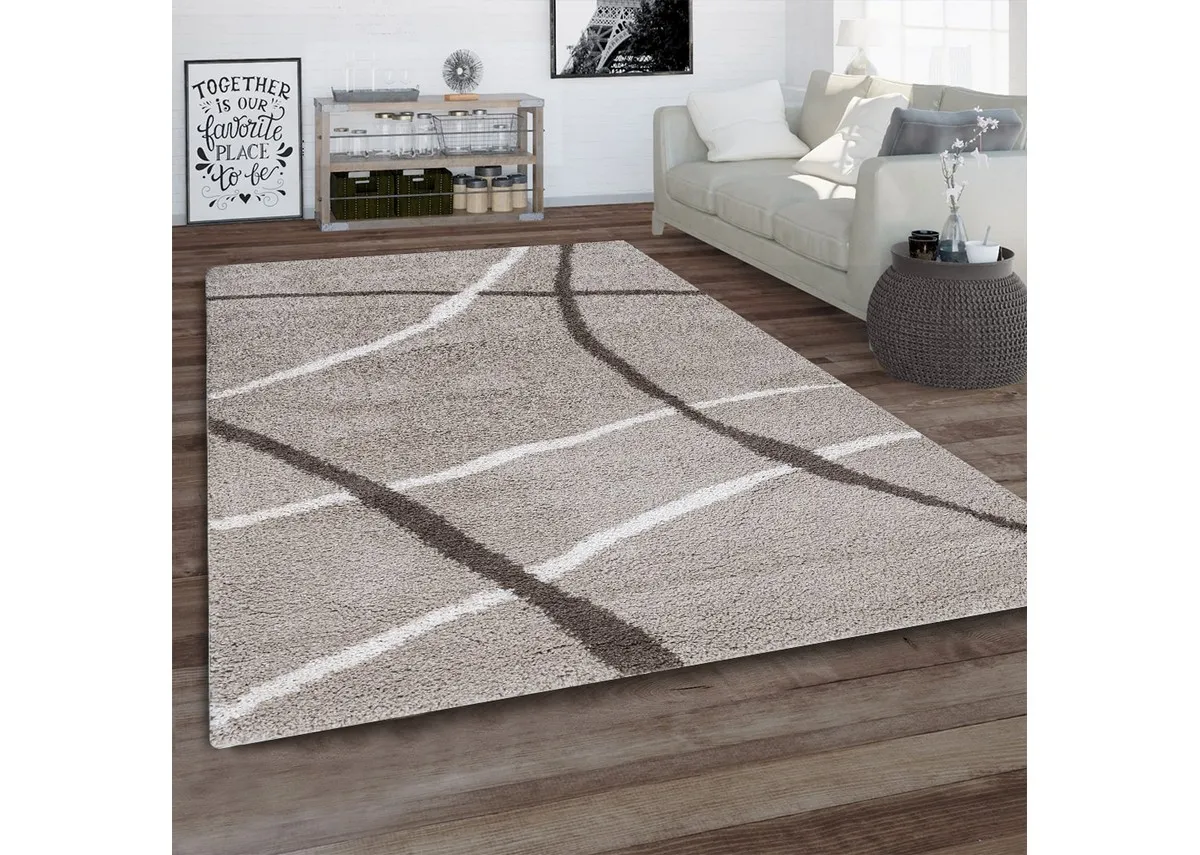 160cm x 220cm Taupe Medium Rug - Gridlock