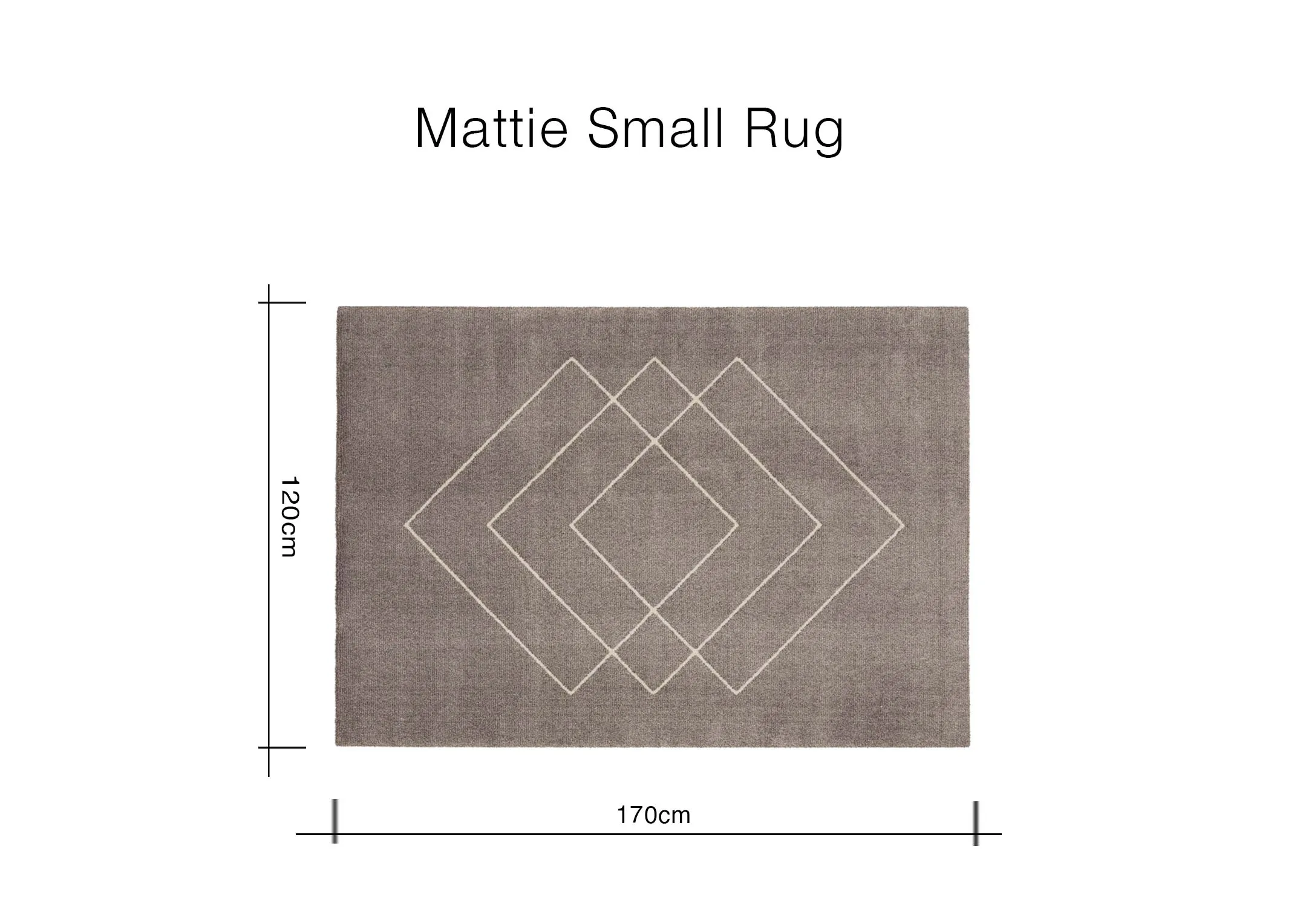 A dimension image of the Mattie Small Rug with 120cm x 170cm