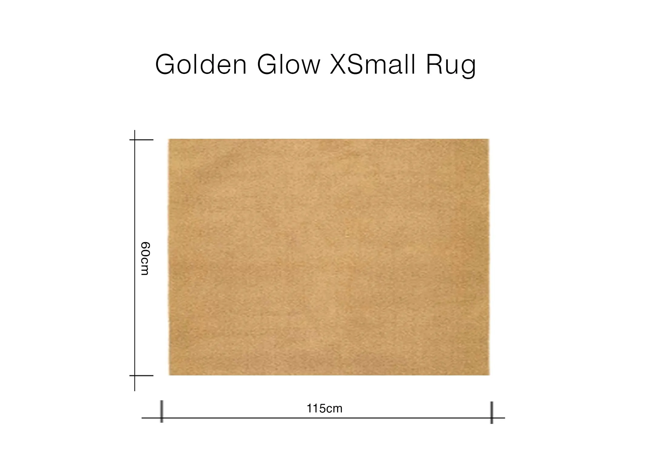 A dimension image of the Gloden Glow Xsmall with 60cm x 115cm