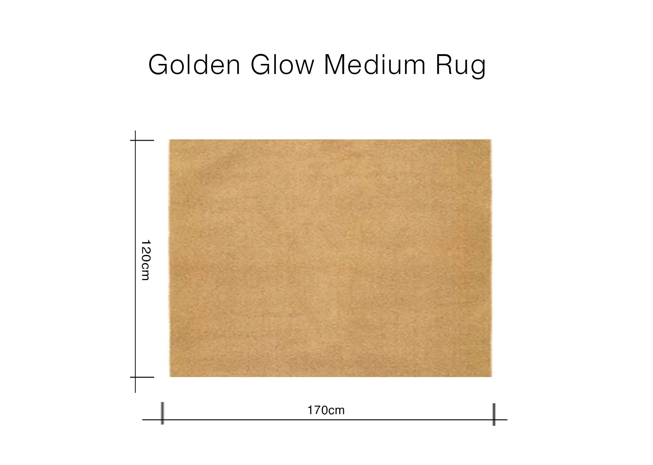 A dimension image of the Gloden Glow with 170cm x 120cm