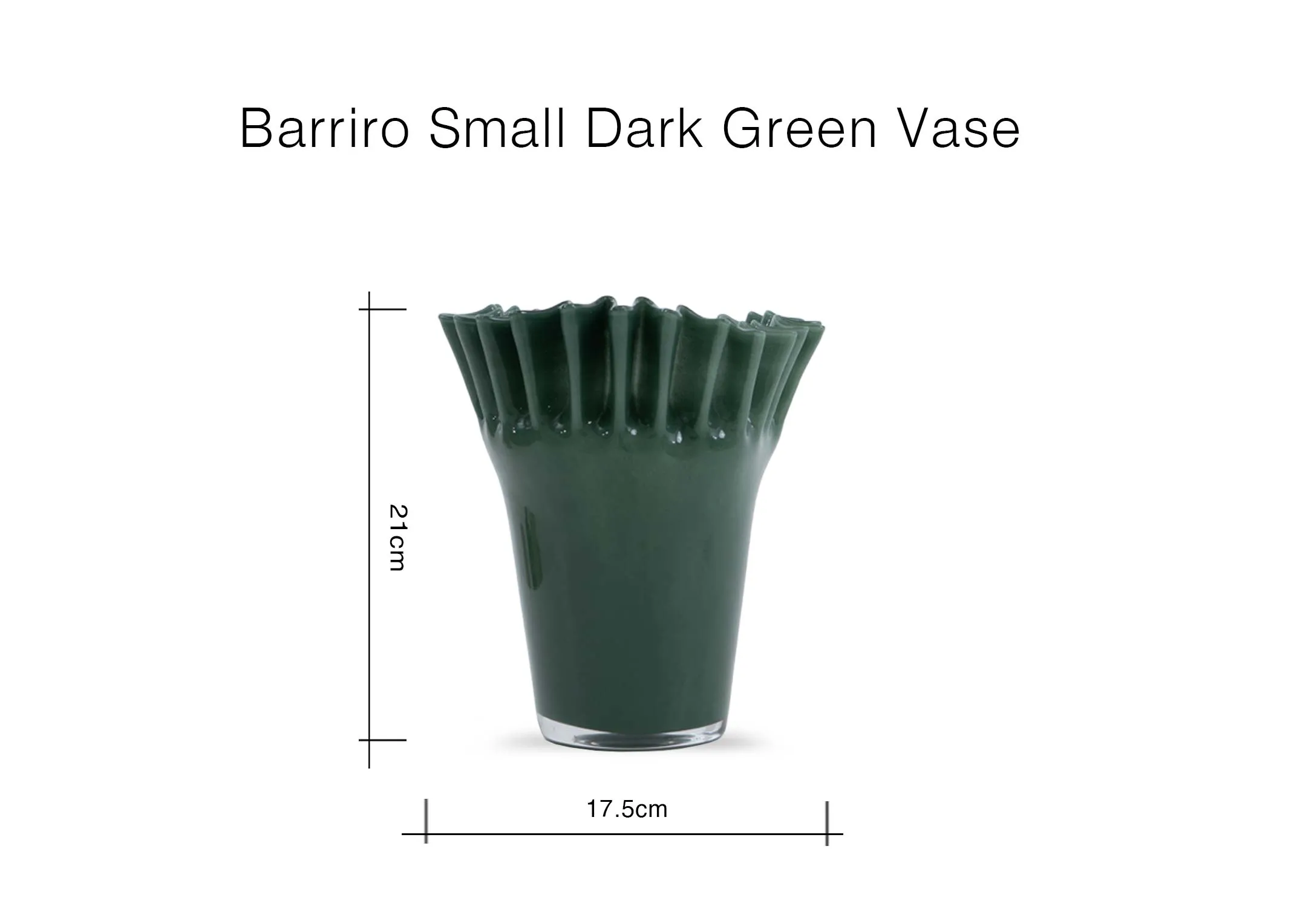 A dimension image of the Barriro vase with 17cm x 21cm
