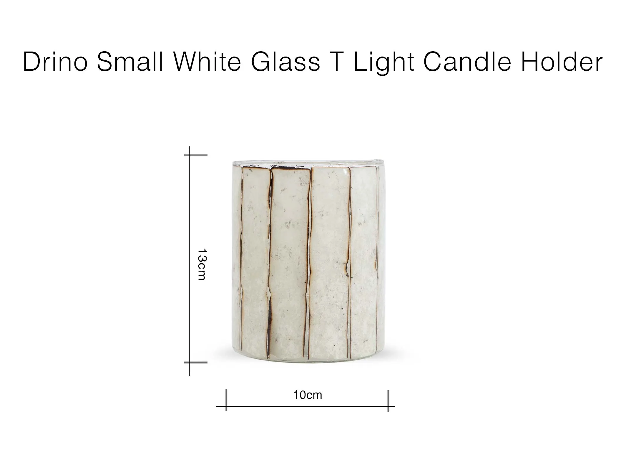 A dimension image of the Drino Candle Holder with 10cm x 13cm