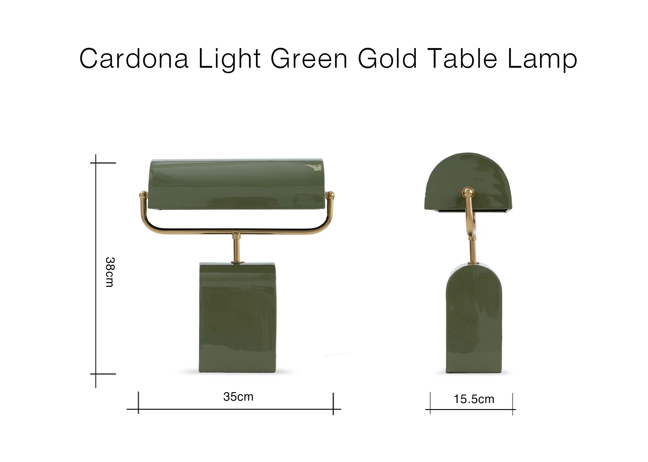 A dimension image of the Cardona Table lamp with