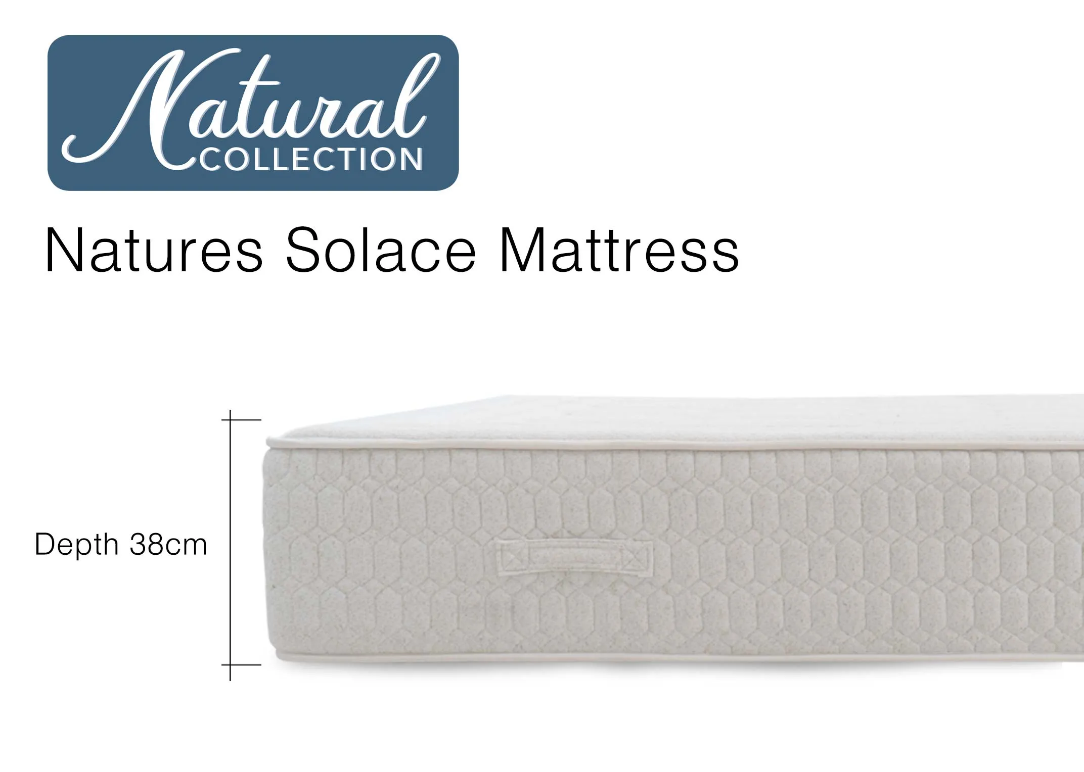 A dimension image of the Natres Solace mattress with 38cm