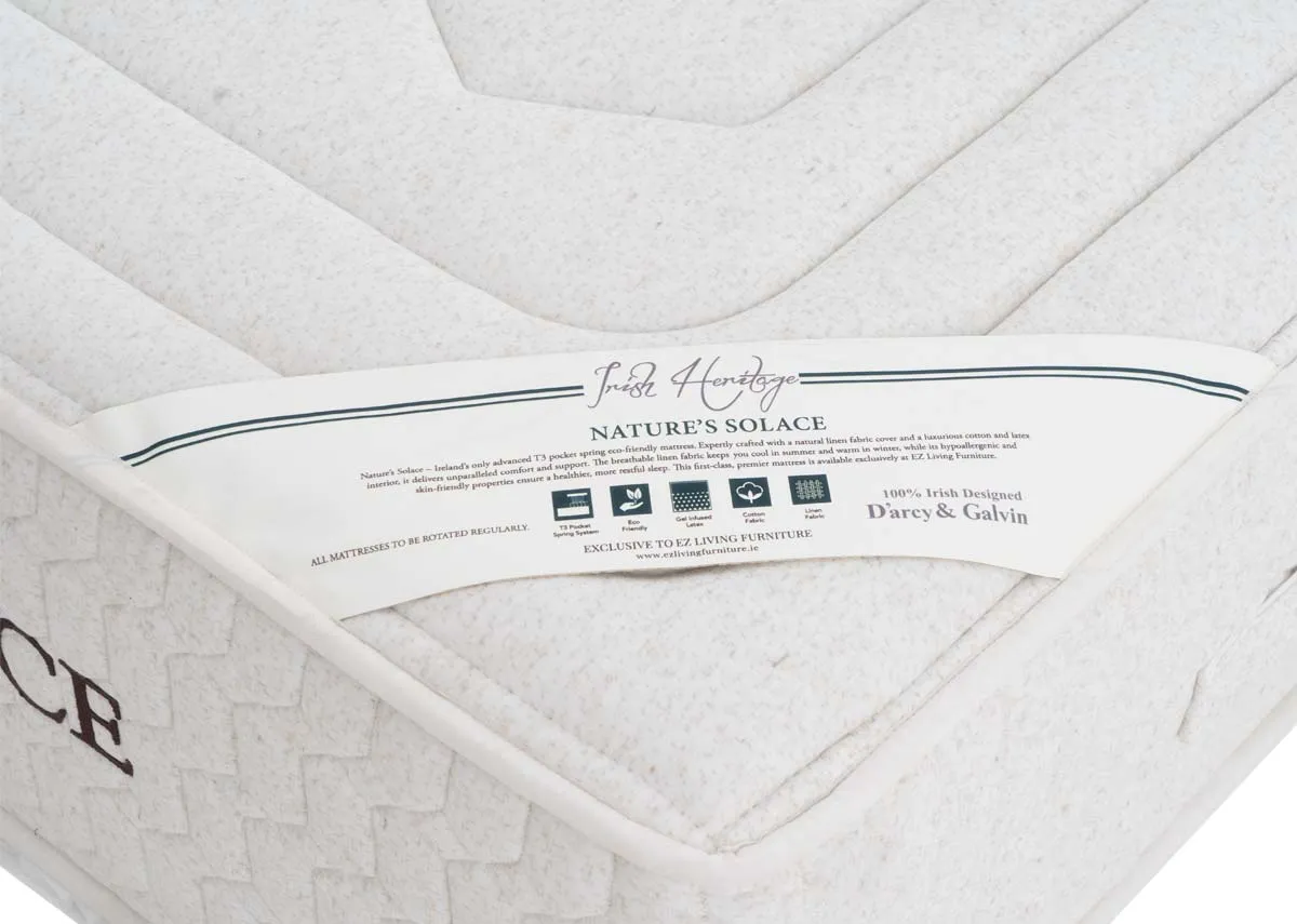 A dimension image of the Natures Solace mattress with 38cm Depth