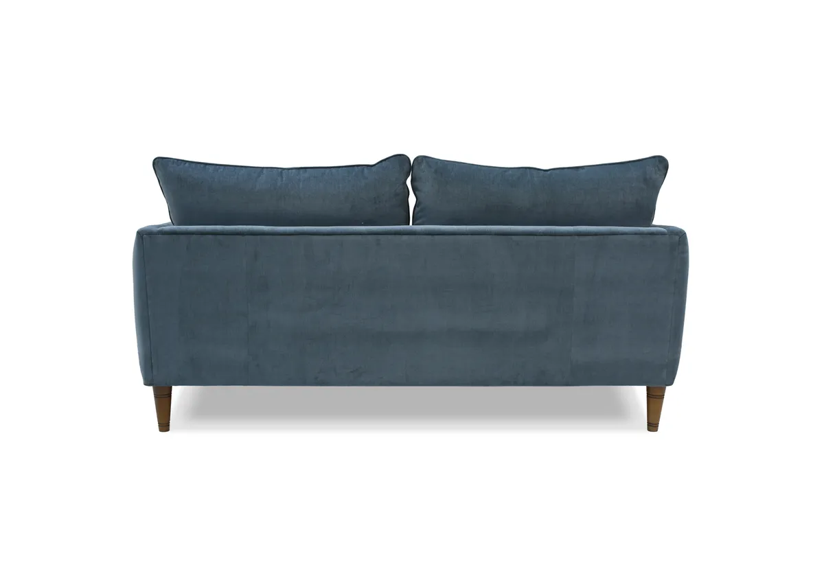 A 4 seater blue fabric sofa from EZ Livings Kenmare range. Back view