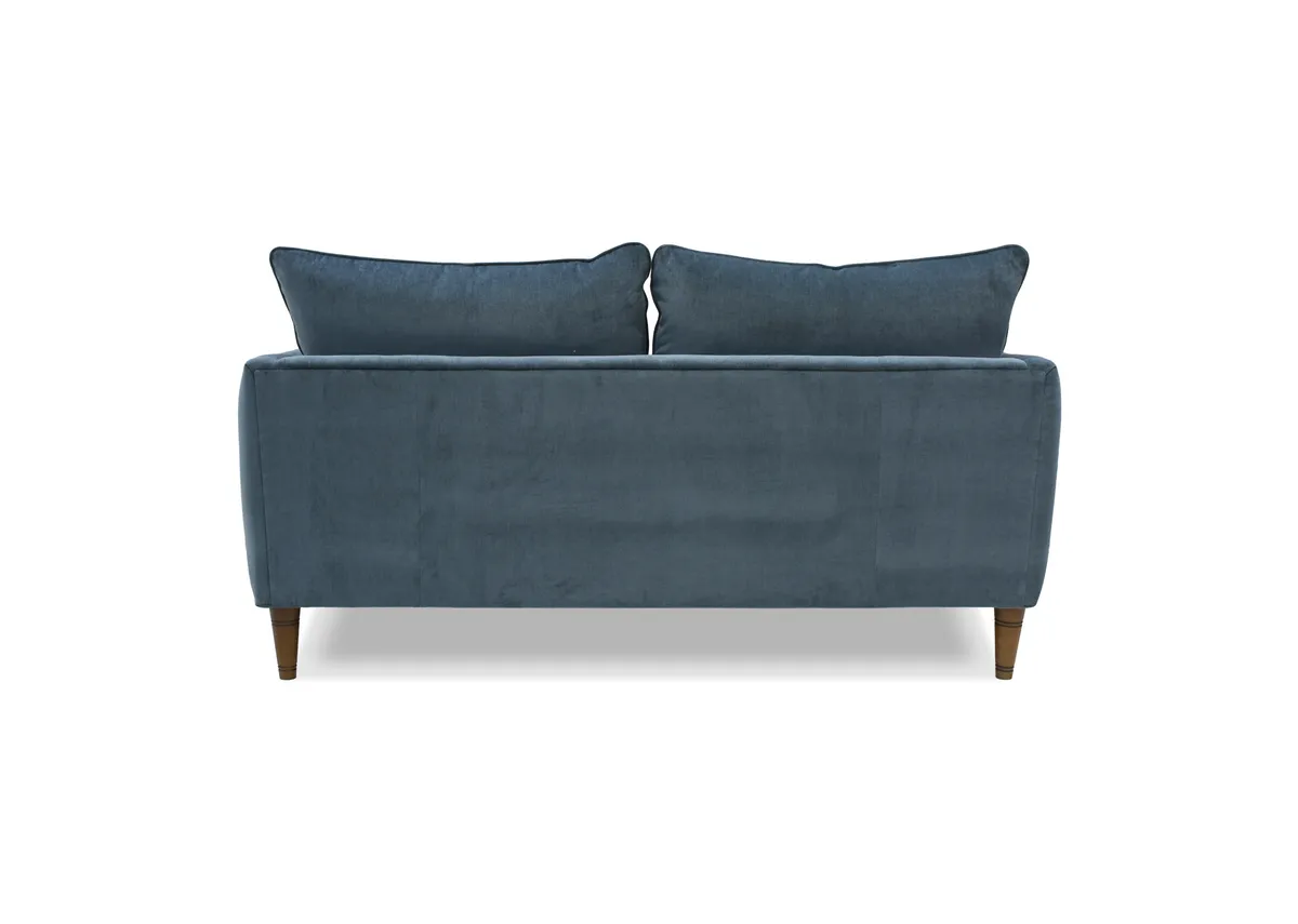 A 3 seater blue fabric sofa from EZ Livings Kenmare range. Back view