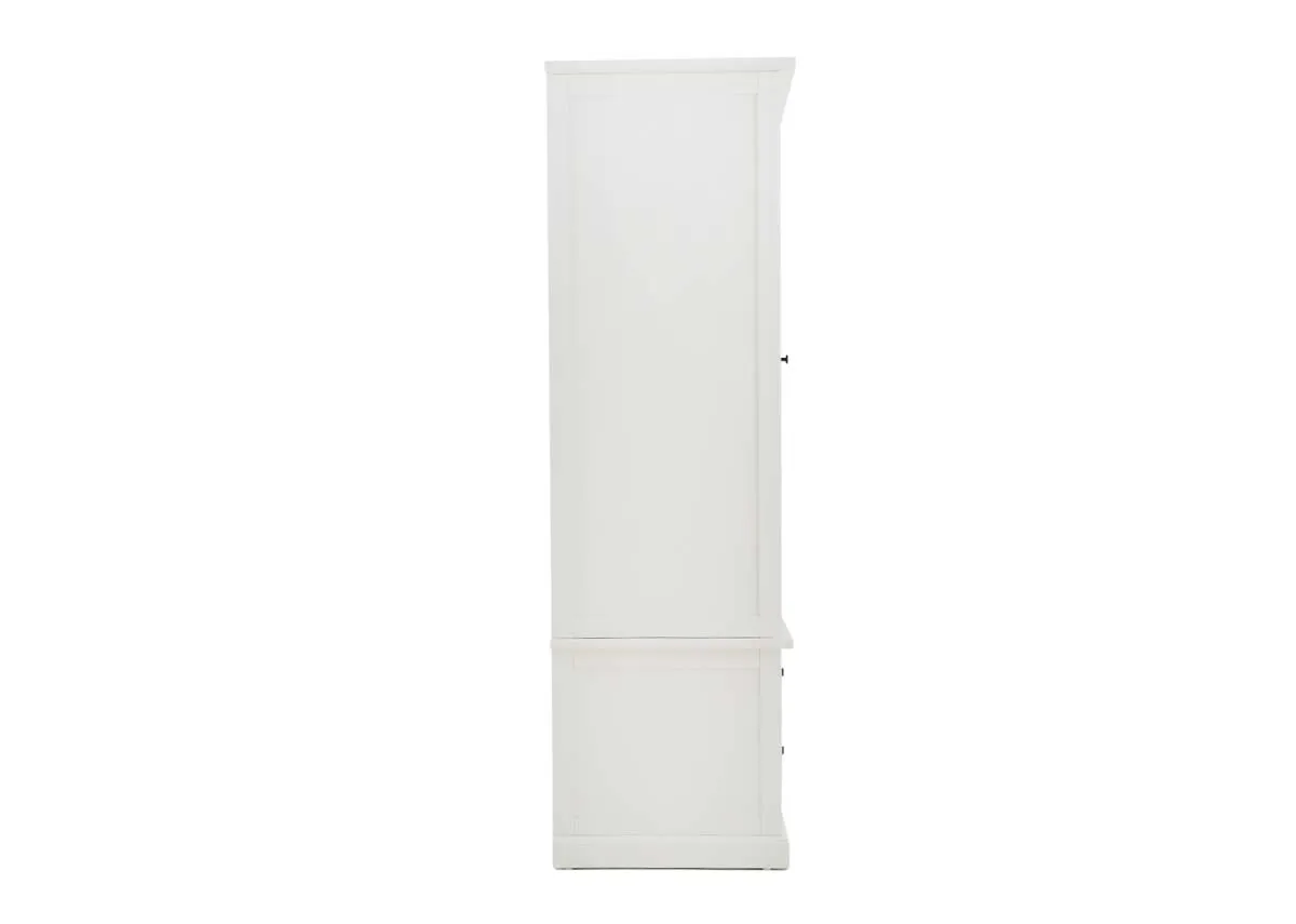 A dimension image of the Atlas New White wardrobe with 70cm x 57cm x 185cm