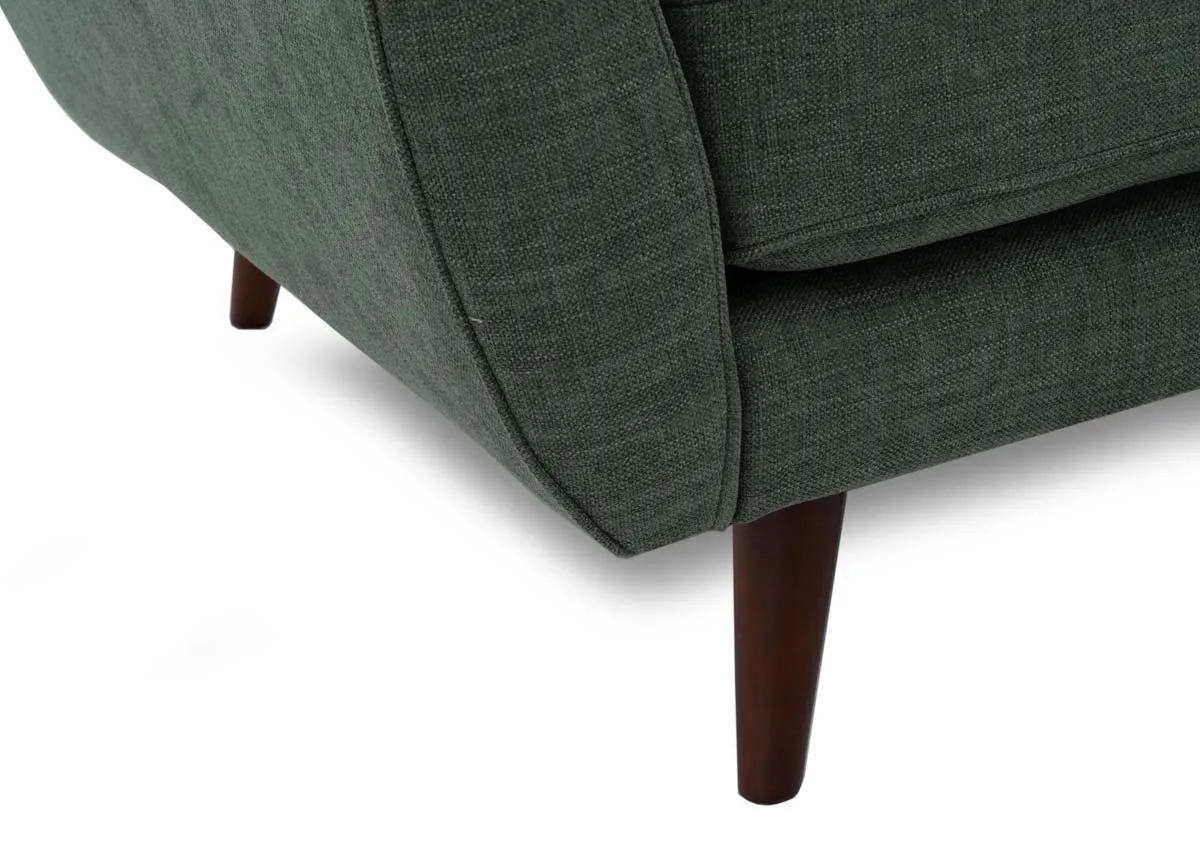 A dimension image of the Caoimhe green fabric corner sofa with 242cm x 175cm x 89cm