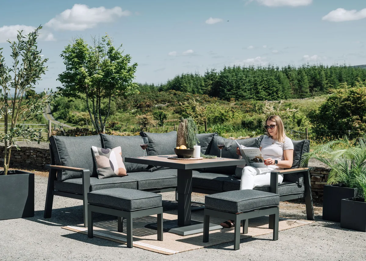 Grey Corner Garden Set with Fixed Table - Soho