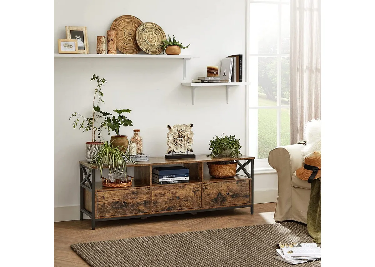 3 Drawer Rustic Brown TV Unit - Luma