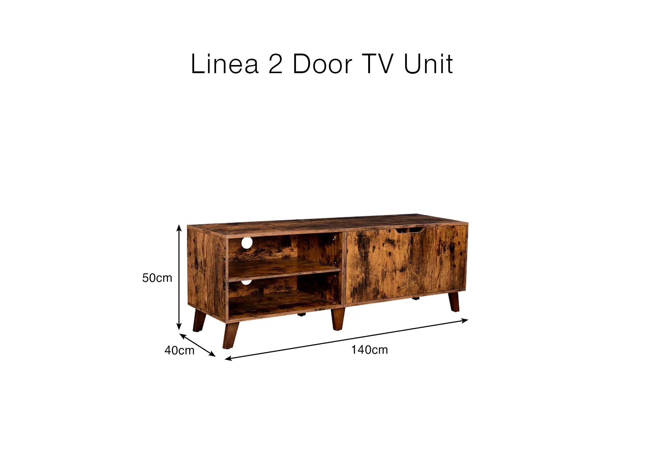 A dimension image of the Linea TV Unit with 140cm x 40cm x 50cm