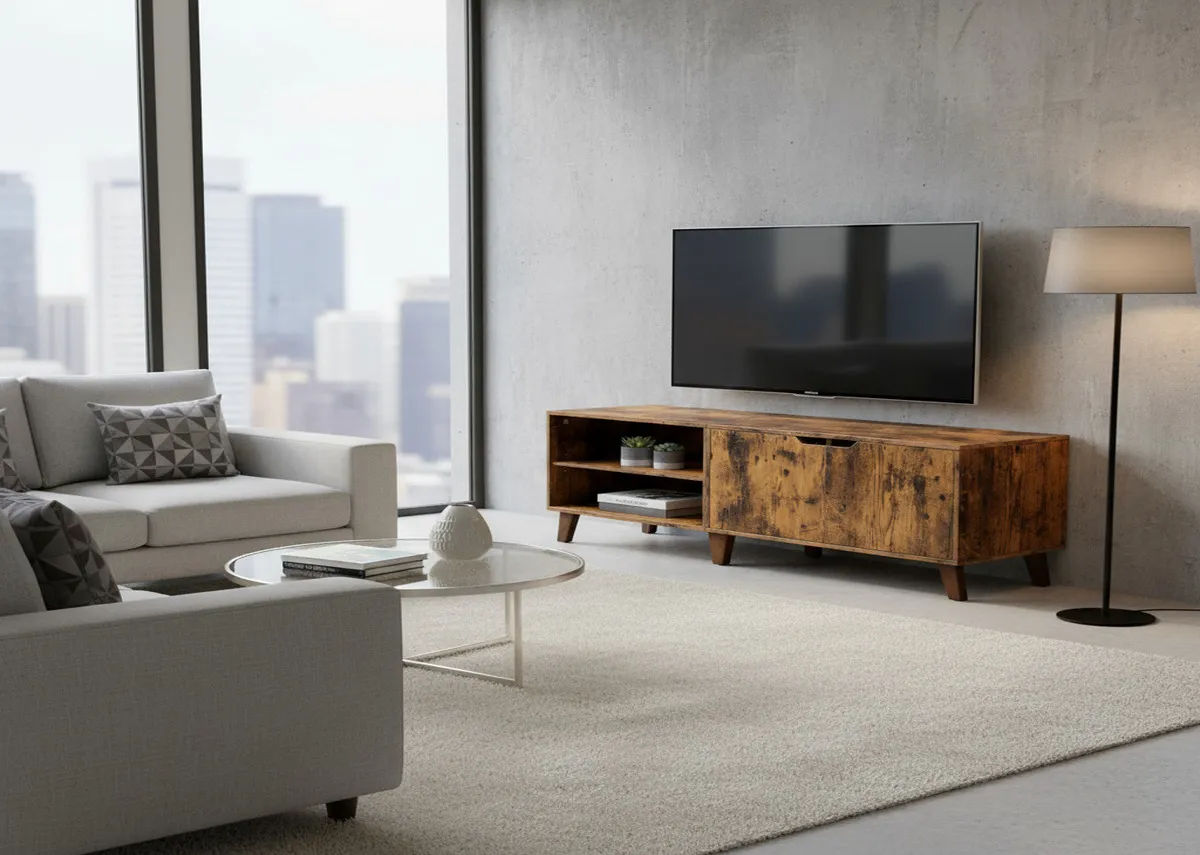 2 Door Rustic Brown TV Unit - Linea