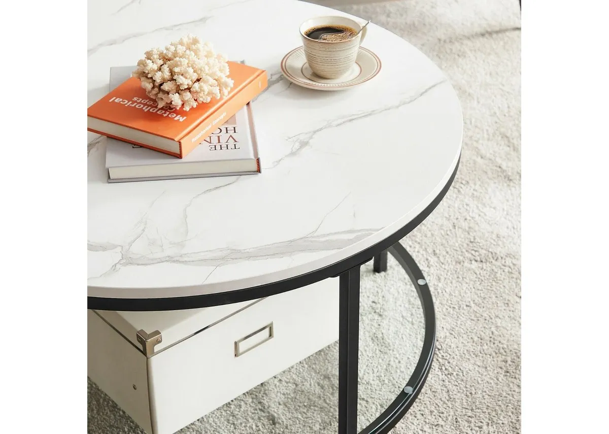Faux White Marble Coffee Table - Monarc