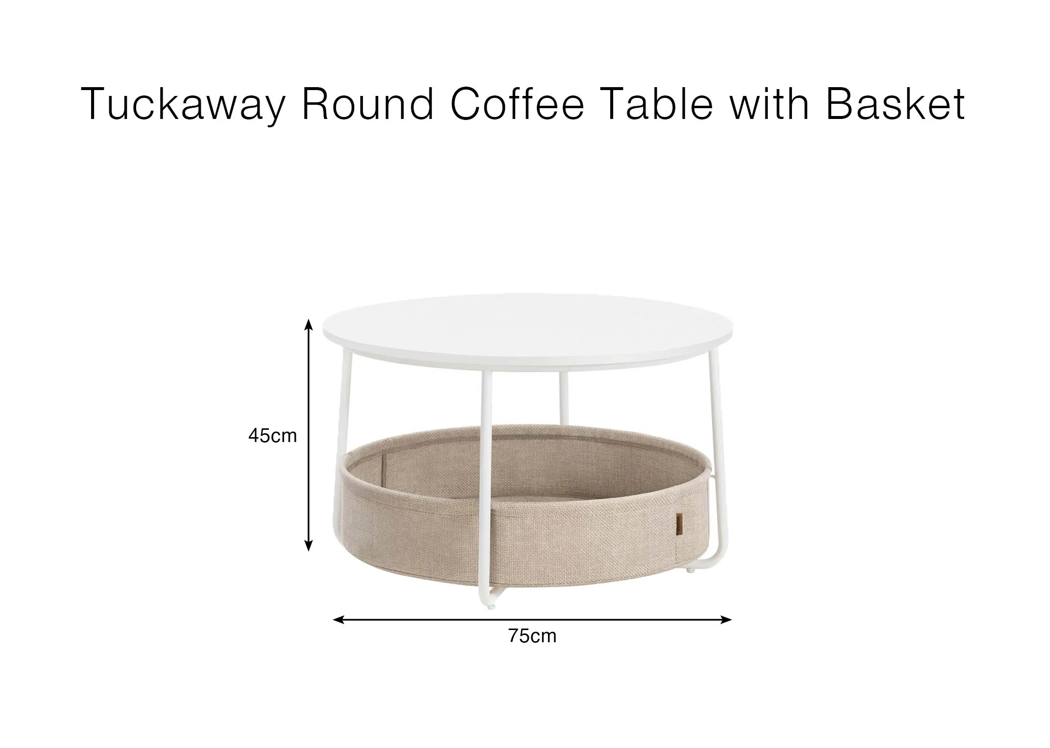 A dimension image of the Tuckaway Table with 75cm x 45cm