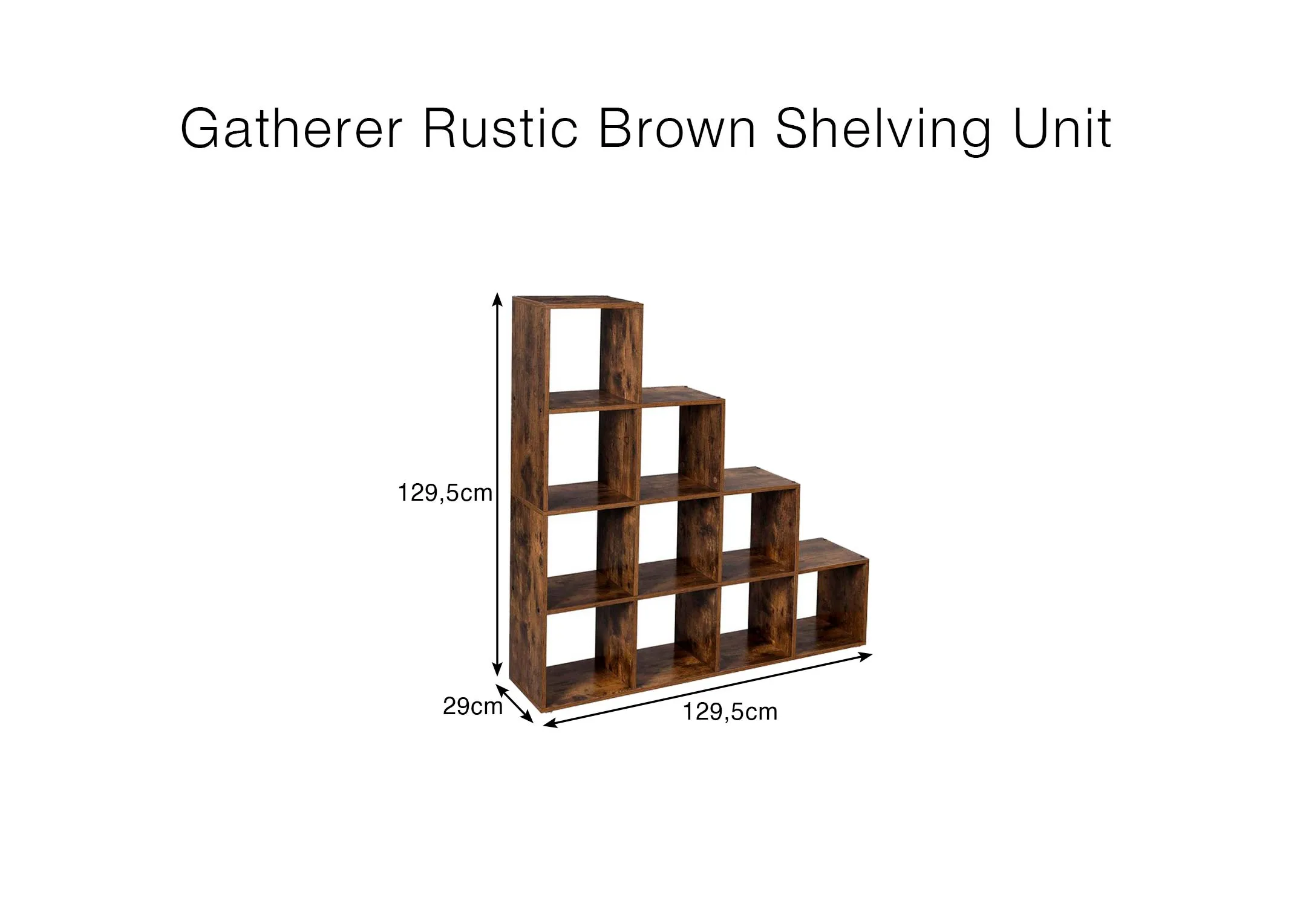 A dimension image of the Gatherer book case with 129.5cm x 129.5cm