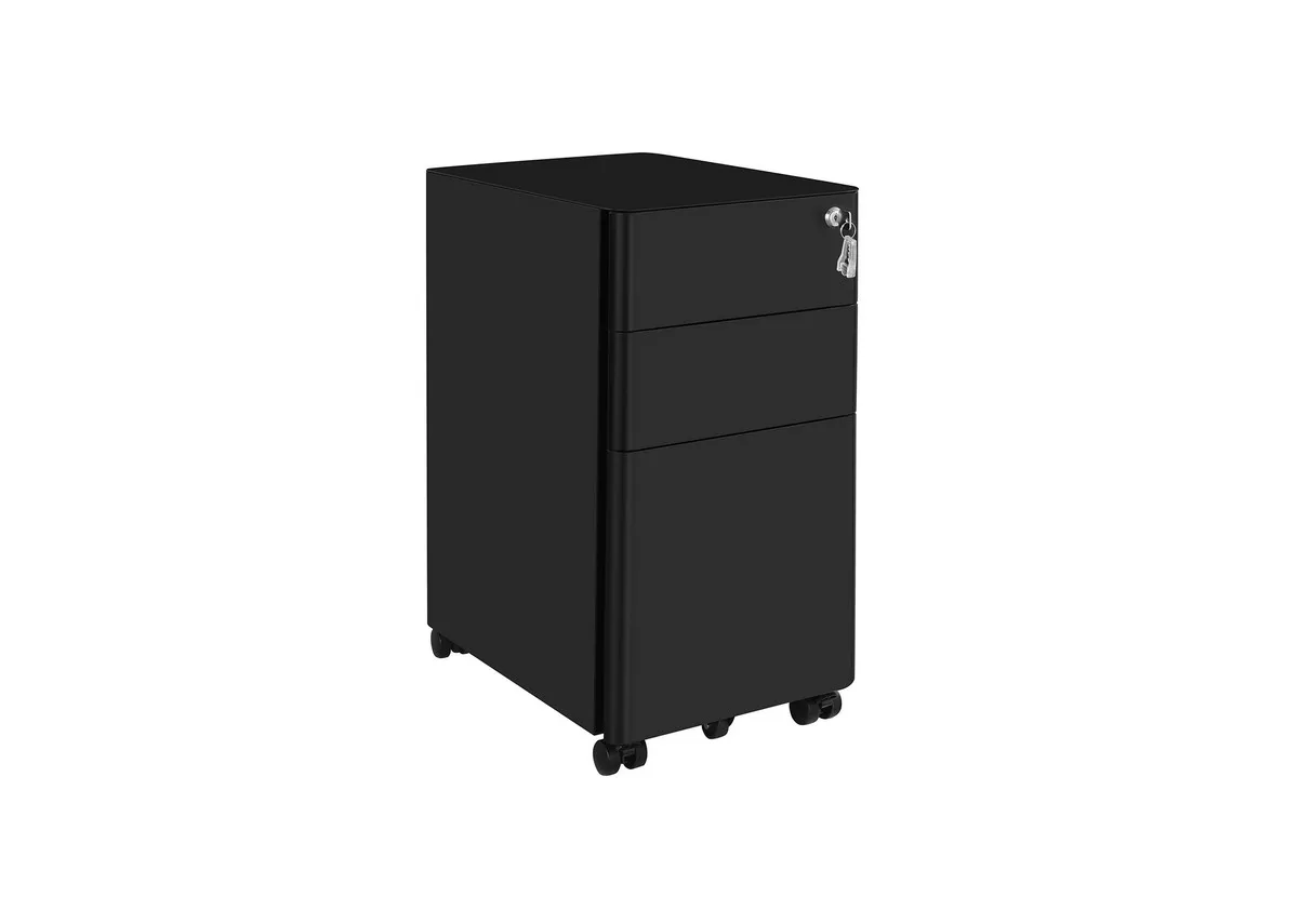 3 Drawer Black Filing Cabinet - TidyTower