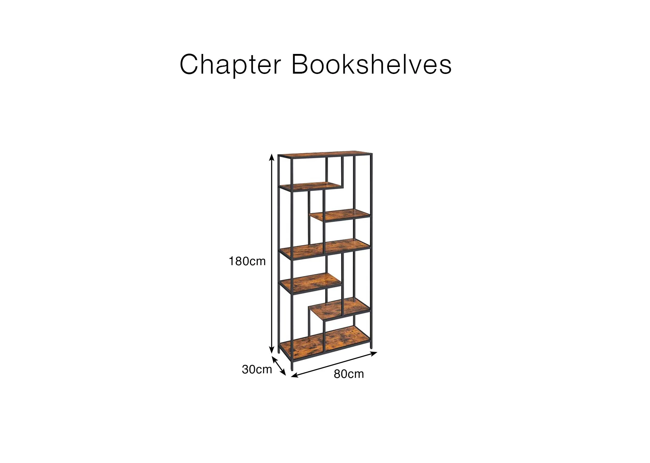 A dimension ionage of the Chapter bookcase with 80cm x 180cm