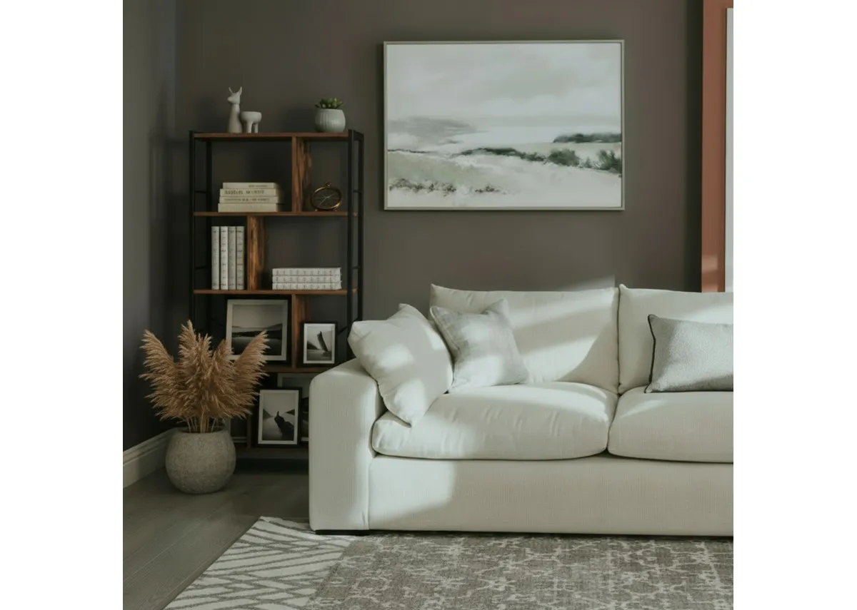 A lifestyle image of the Skyline with Modshelf and Shoreline canvas.