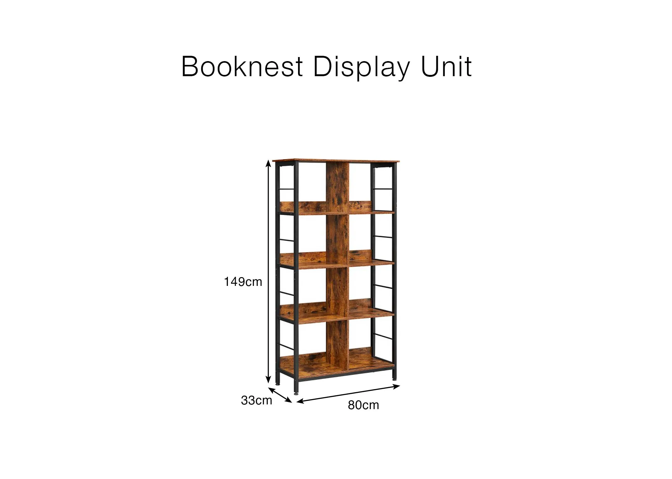 A dimension image of the Booknest Display with 80cm x 149cm