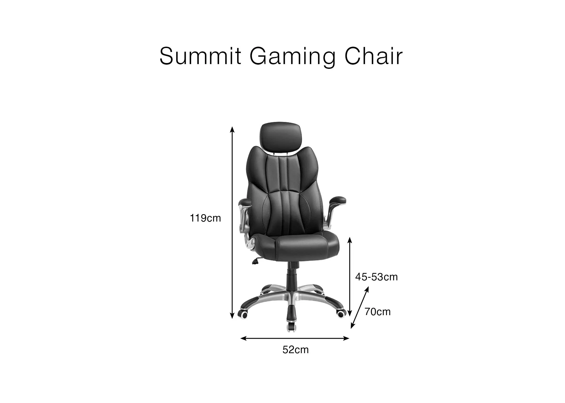 A dimension image of the Summit office chair with 52cm x 119cm