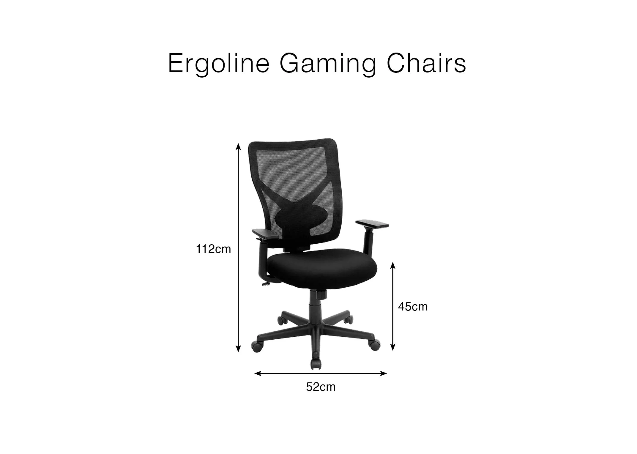 A dimension image of the Ergoline chair with 52cm x 112cm
