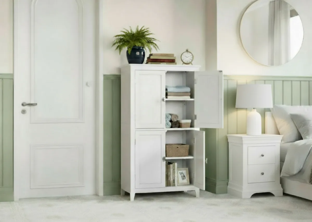 4 Door White Storage Cabinet - Jenni