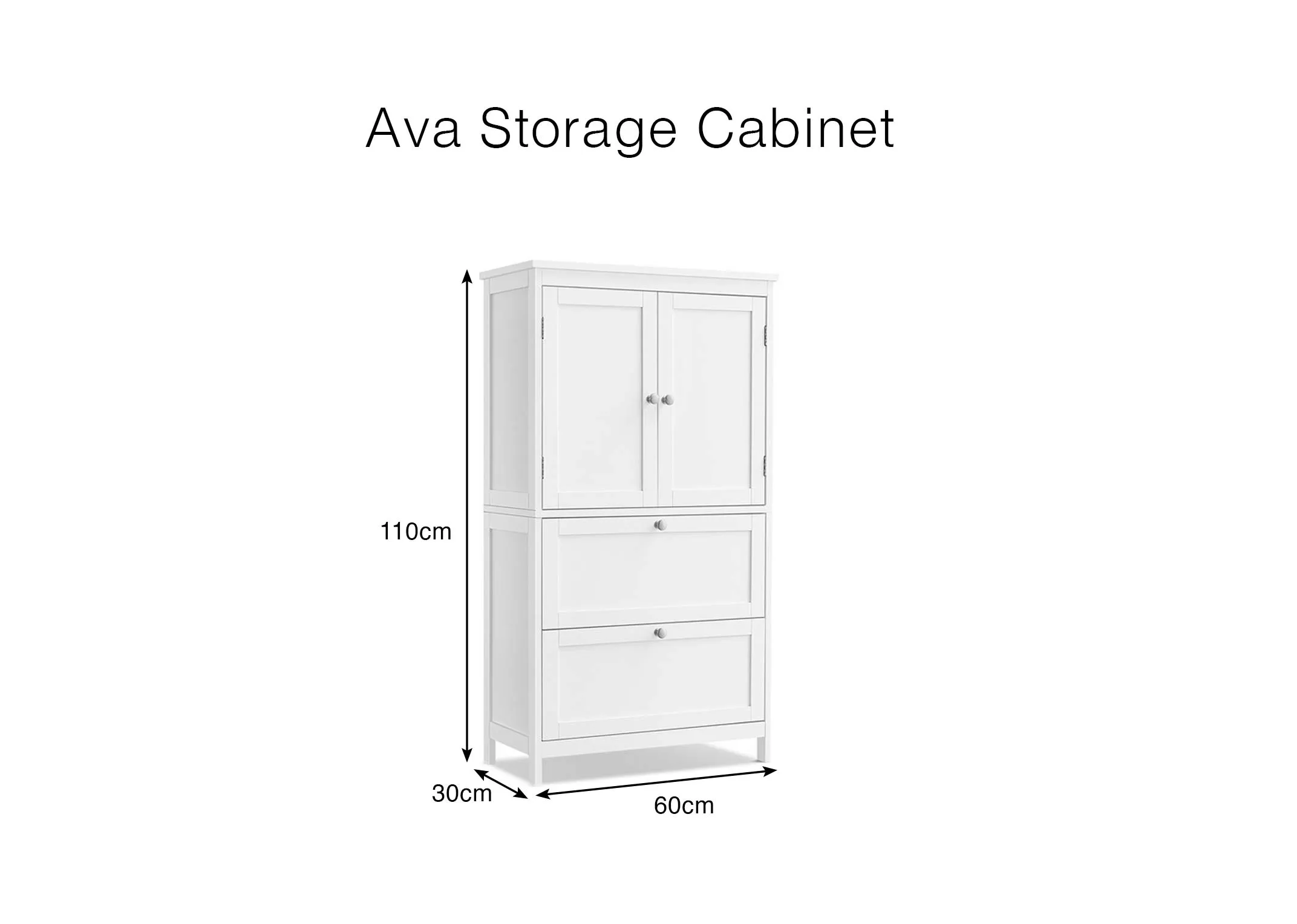 A dimension image of the Ava Storage Cabinet with 60cm x 110cm x 30cm