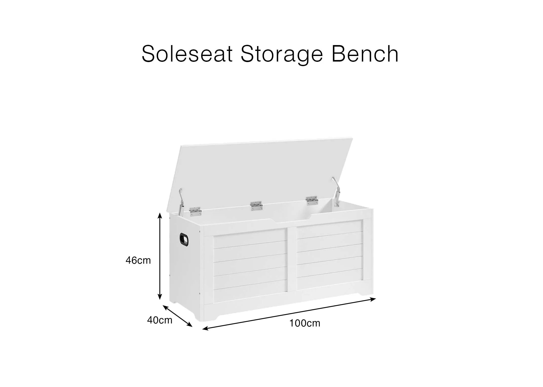 A dimension image of the Soleseat Bench with 100cm x 40cm x 46cm