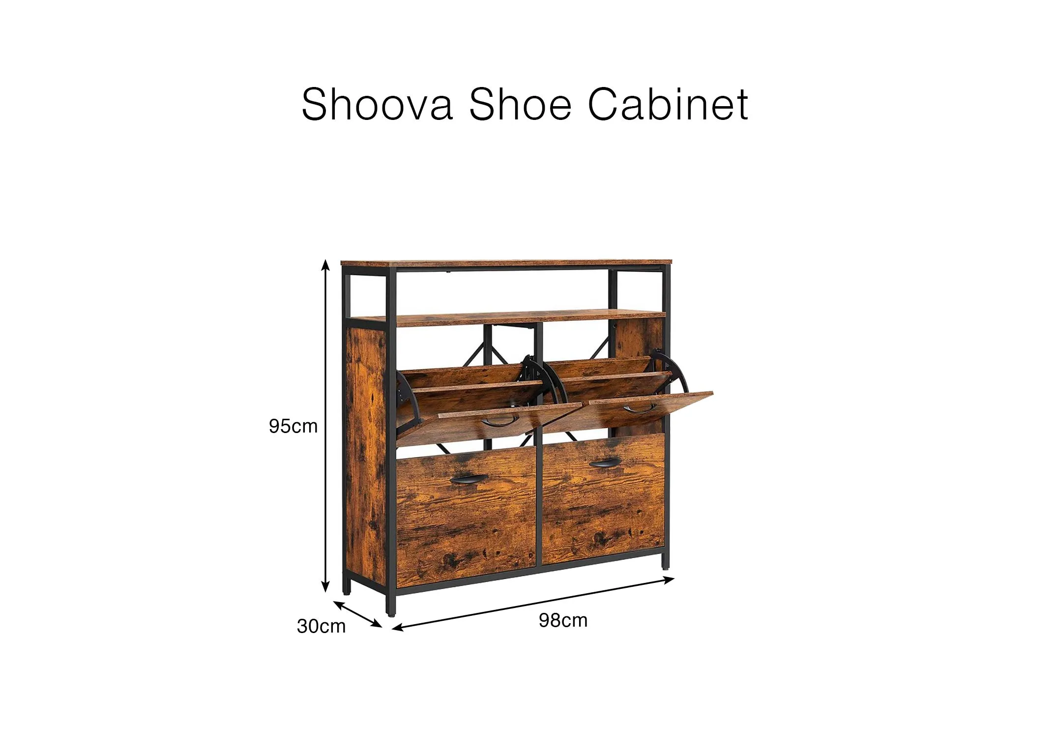 A dimension image of the Shoova Cabinet with 98cm x 95cm