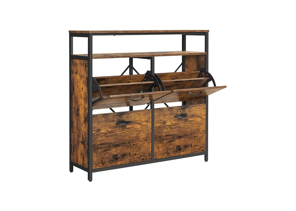 Rustic Brown Shoe Cabinet - Shoova