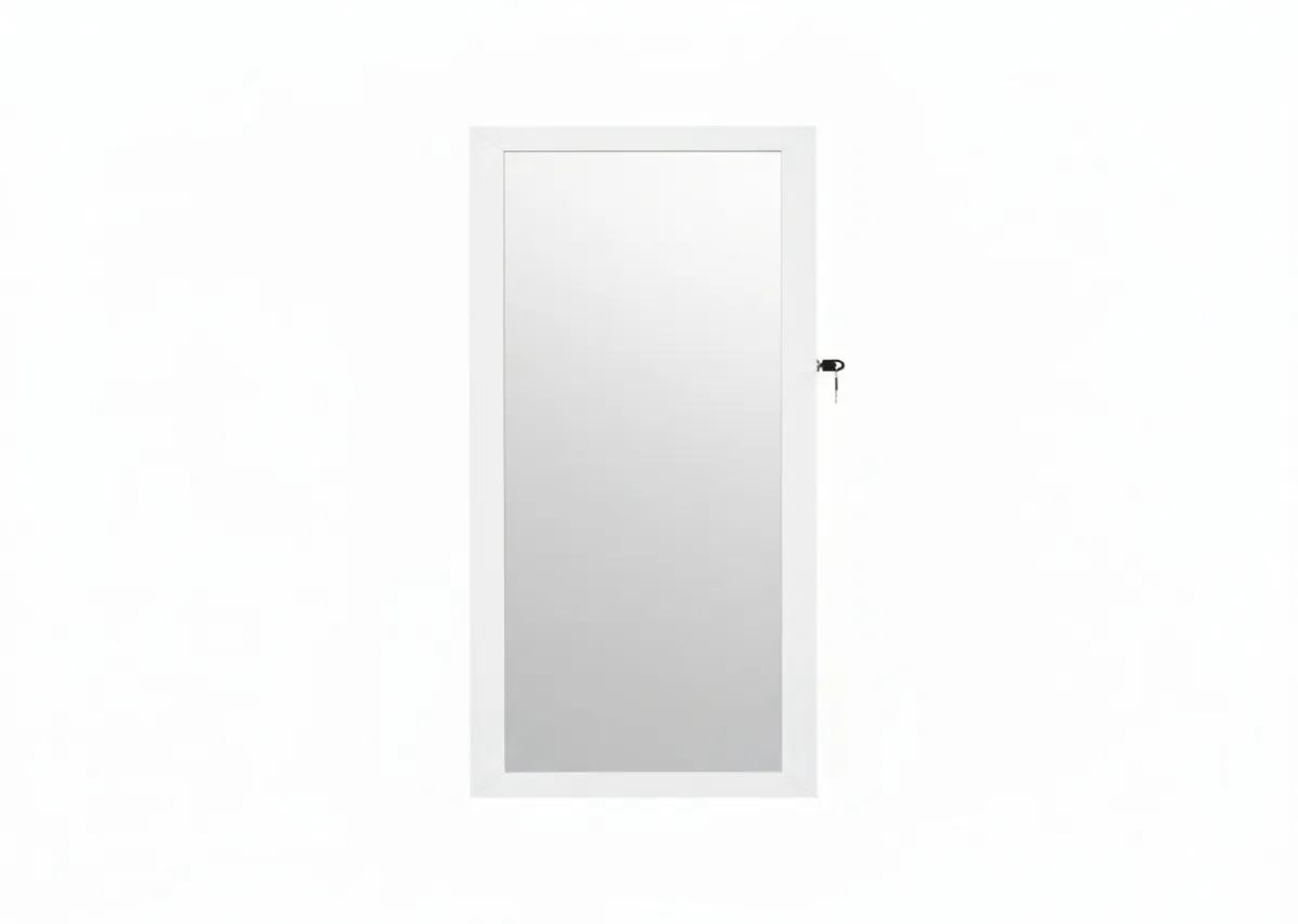 A white framed mirror on stand with jewellery storage from EZ Livings Charis range.Front view of mirror