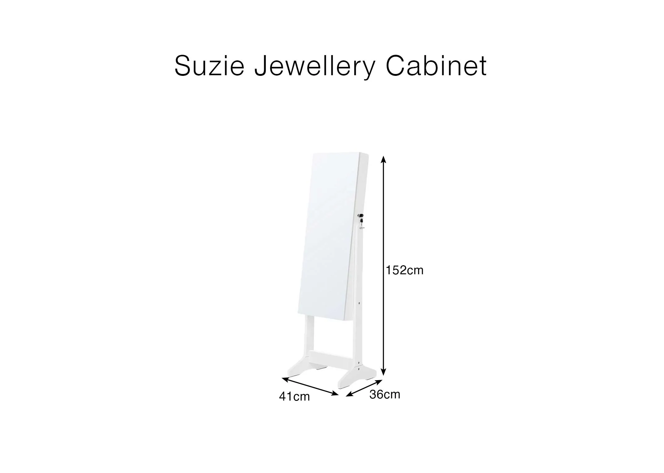 A dimension image of the Suzie Cabinet with 36cm x 152cm