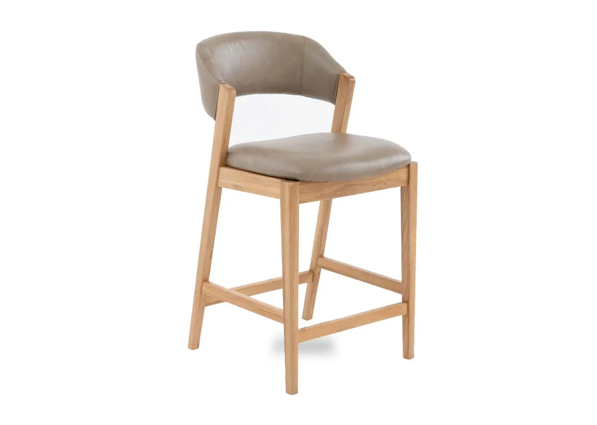 Taupe Faux Leather Counter Bar Stool - Renvyle