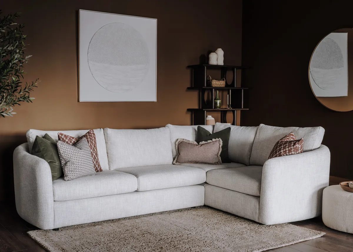Large Cream Boucle LHF Corner Sofa - Carnaby By Vogue