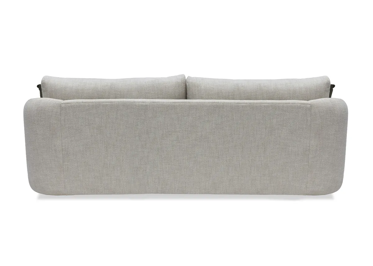 A beige fabric 4 seater sofa from EZ Livings Carnaby range. Back view.