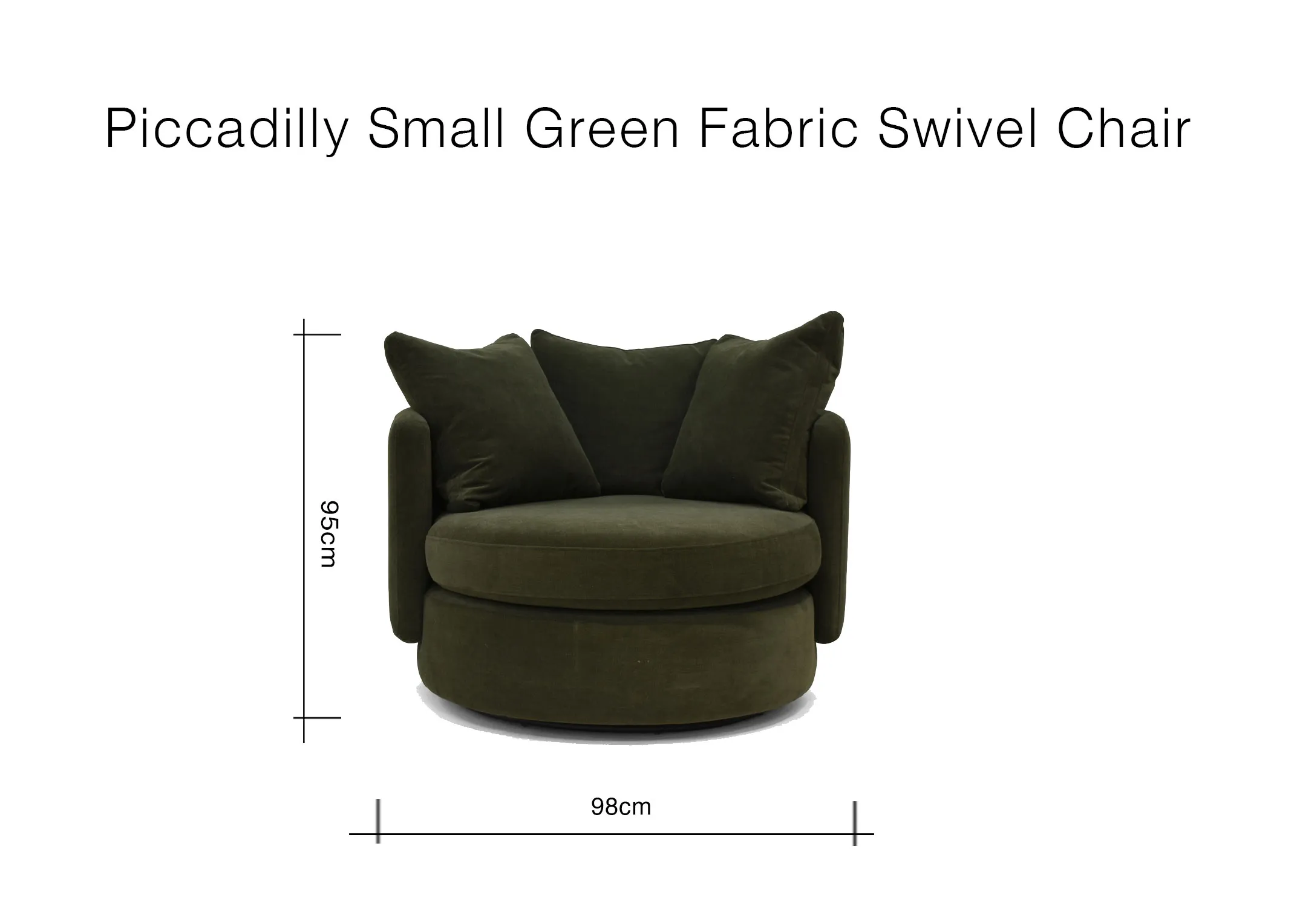 A dimension image of the Piccadilly small chair with 98cm x 95cm