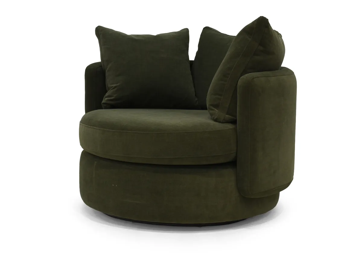 Large Green Fabric Swivel Chair - Piccadilly By Vogue