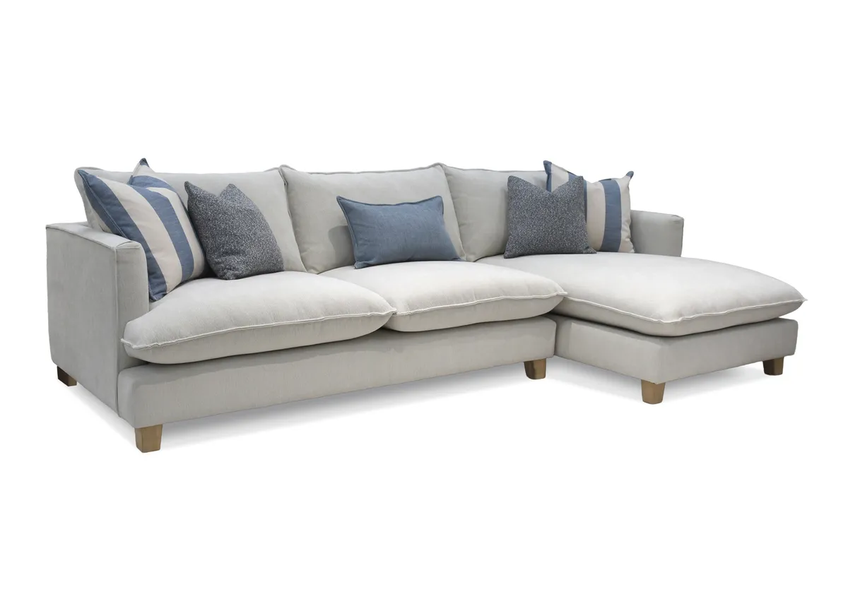 Large Cream Fabric RHF Corner Chaise - Howth By Vogue