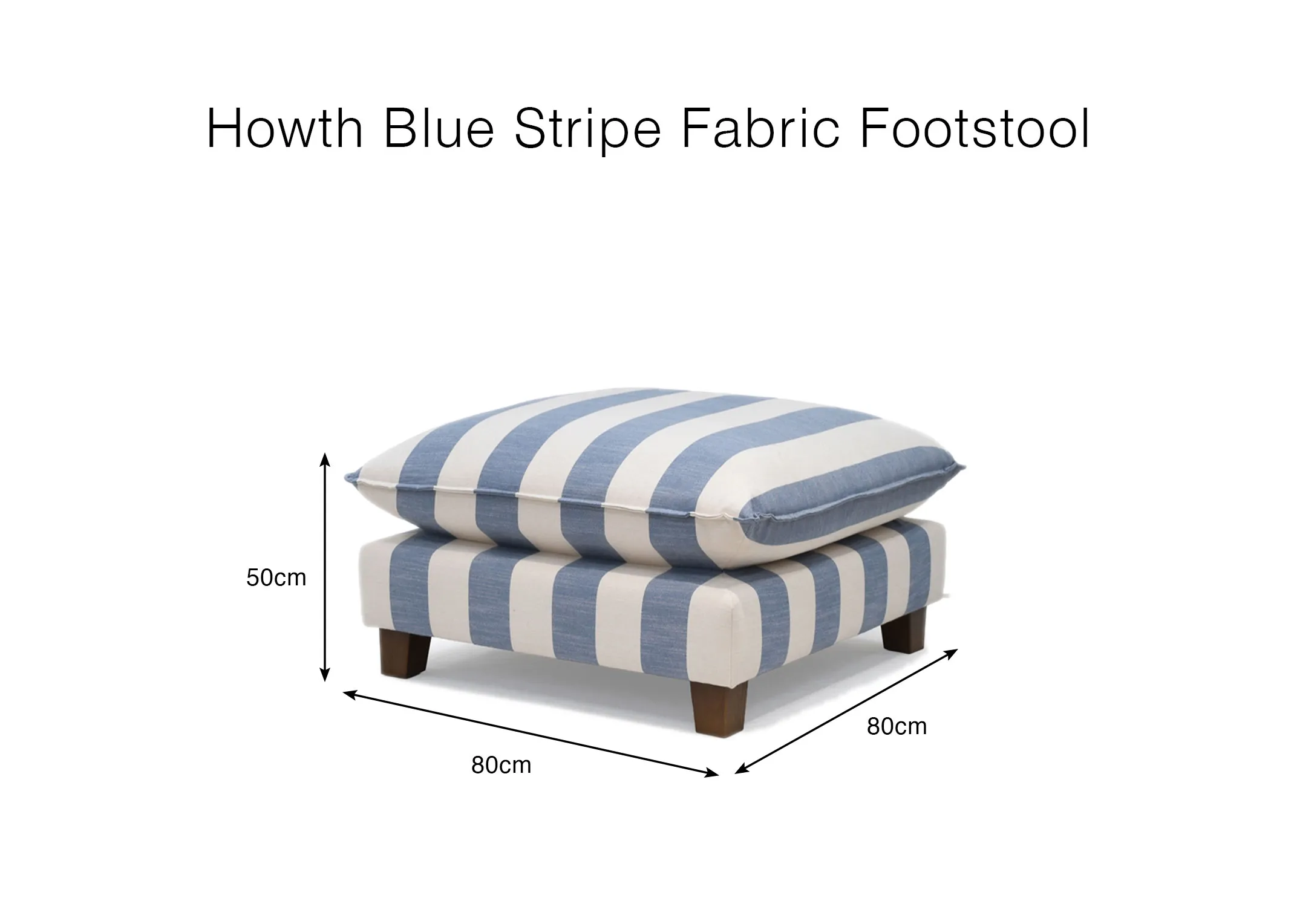 A dimension image of the Howth Footstool with 80cm x 50cm