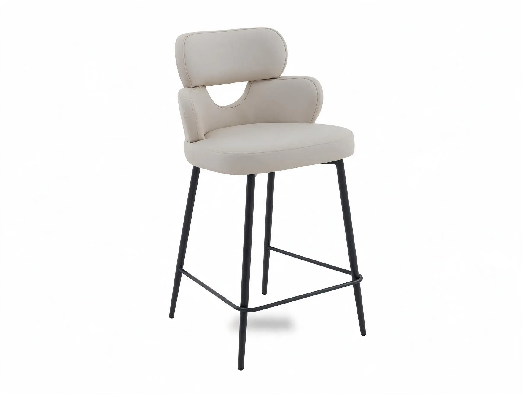 Off White Leather Counter Bar Stool - Fusion (Low Footrest)