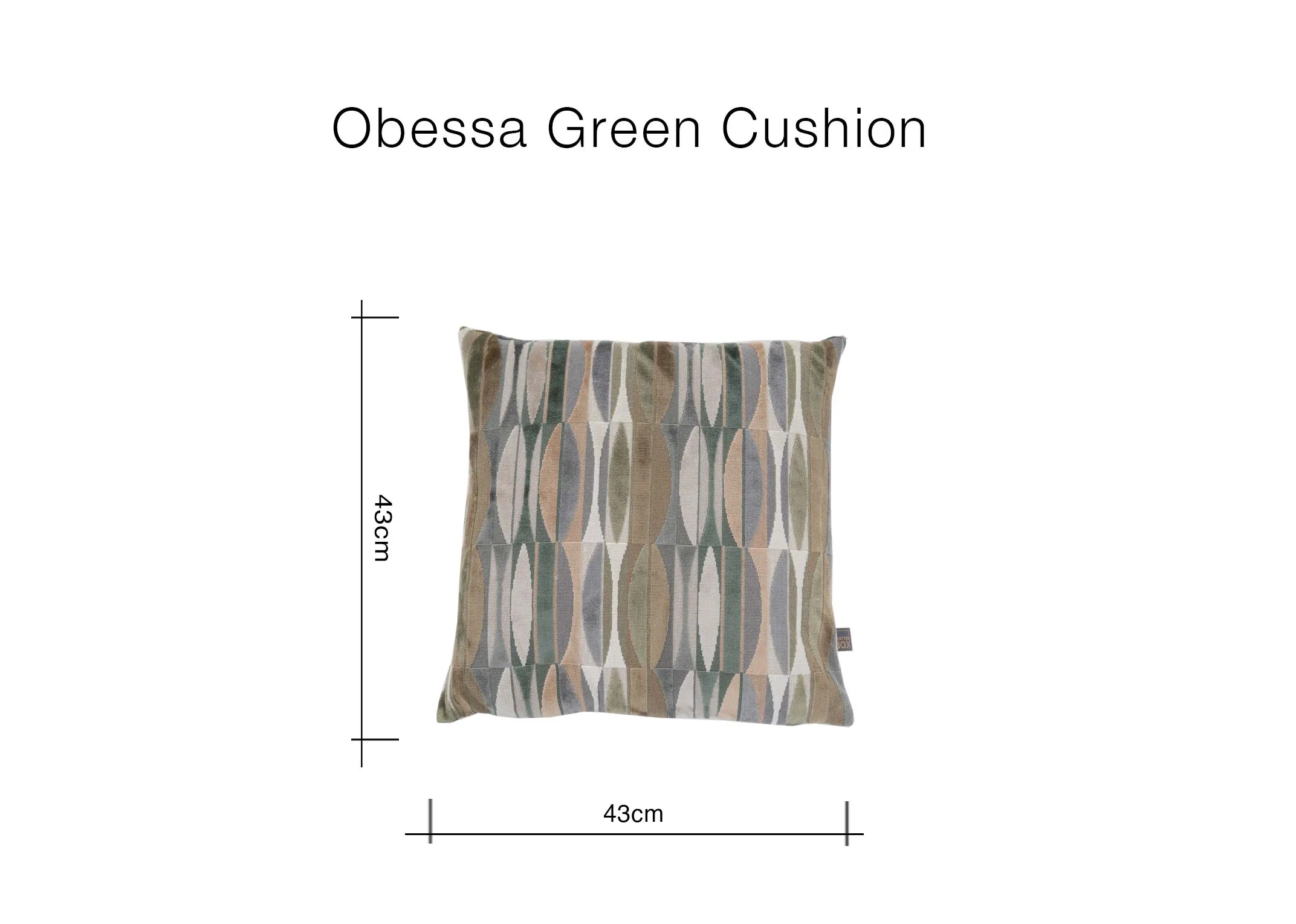 A dimension image of the Obessa Cushion